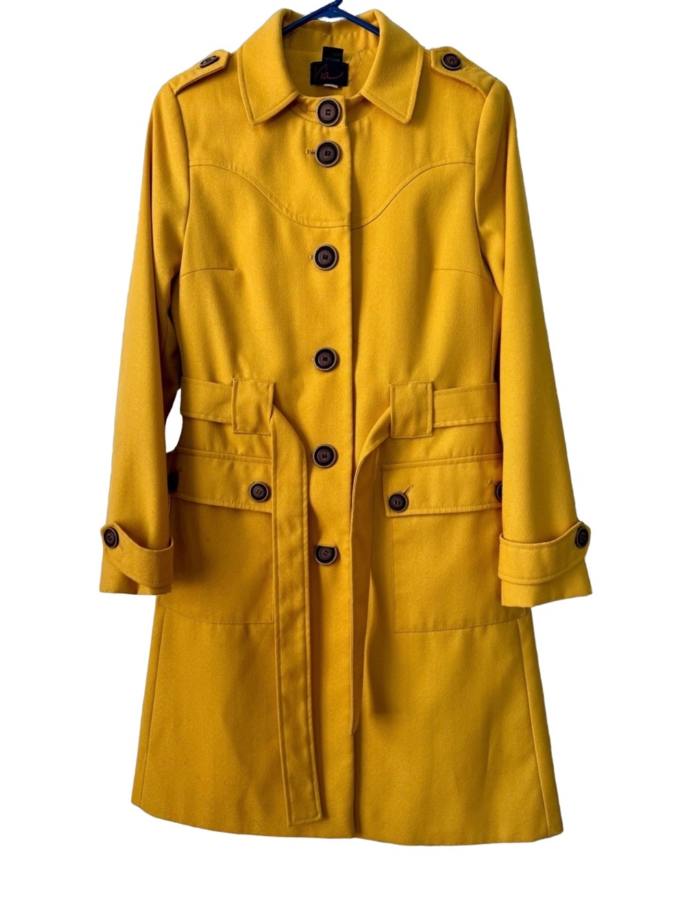 Vintage Mustard Yellow Trench Coat with Button Front